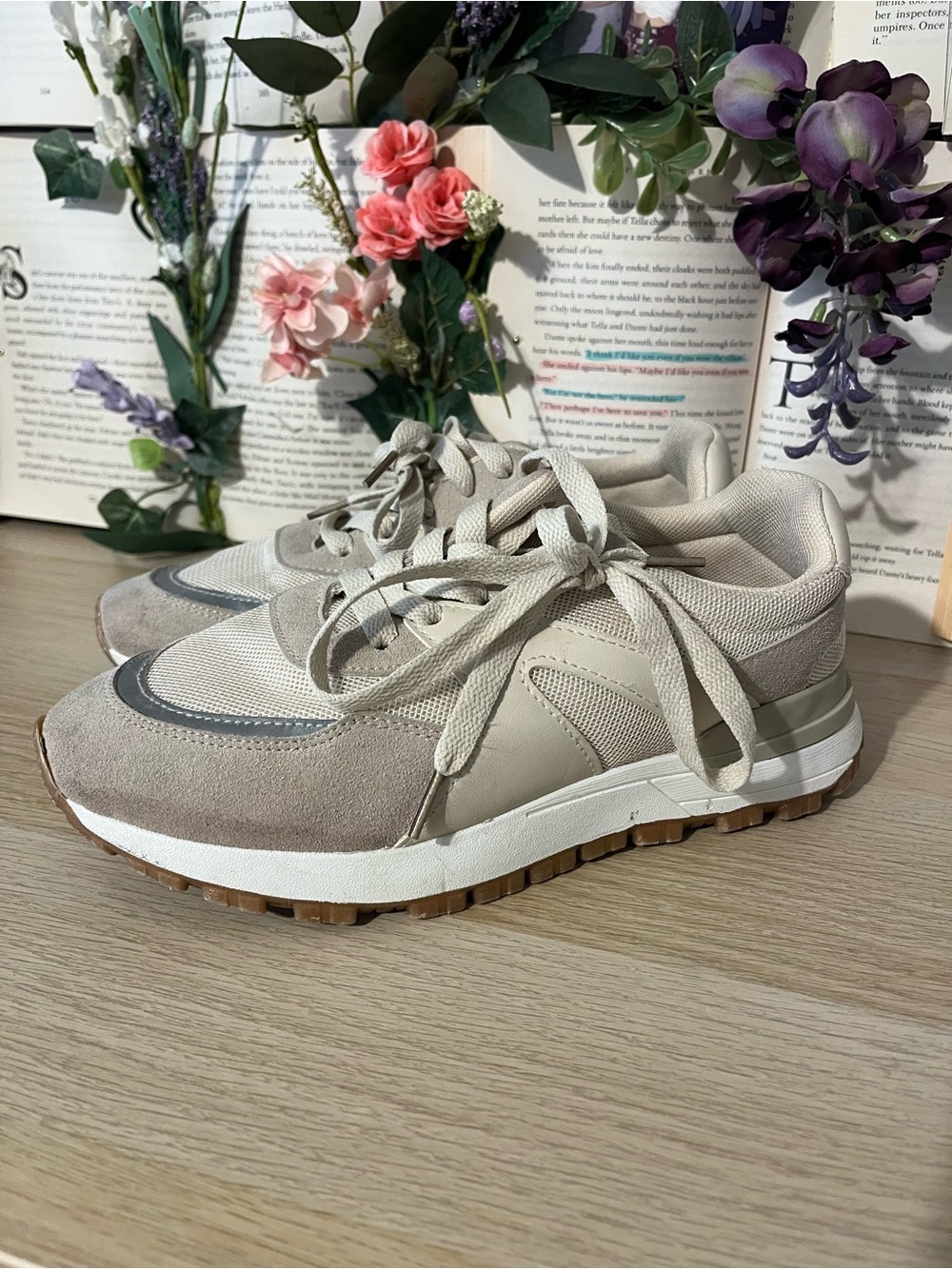 Rachel Zoe Beige and Gum Suede-Accent Women's Sneakers
